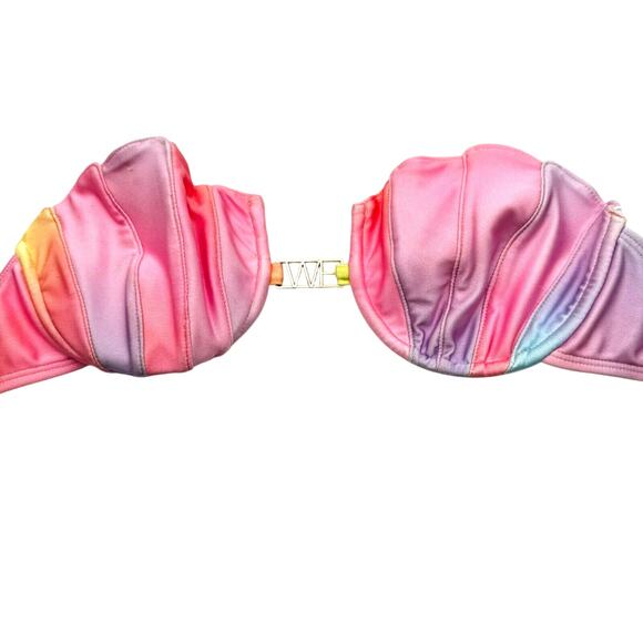 WILDFOX Women's Small Mermaid Pastel Rainbow Seashell Strapless Bikini‎ Top Swim - Picture 1 of 9
